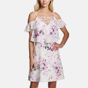 Kensie Cold Shoulder Floral Skater Dress